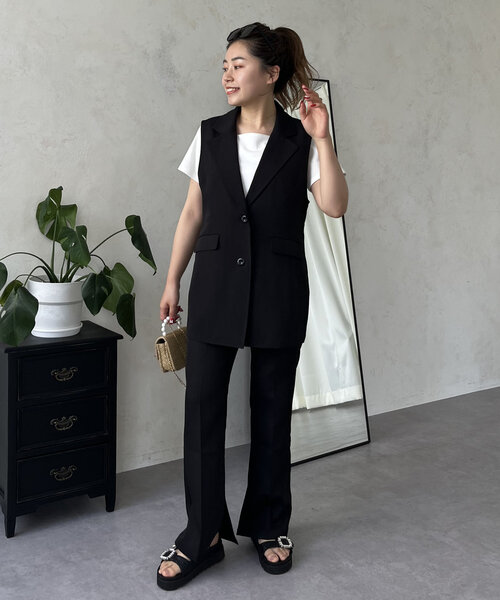 prose verse(プロズヴェール)の「【MOMO】テーラードジレ(ベスト・レディース・ブラック・LARGE/MEDIUM)」の20枚目の写真