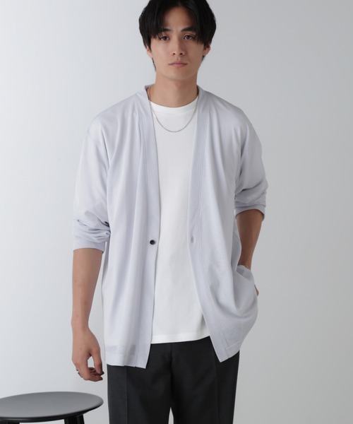 NANO universe（ナノユニバース）の「リラックスフィット着流しカーディガン（カーディガン/ボレロ・メンズ・ブルーグレー/チャコール/ライトグレー・L/M）」の17枚目の写真