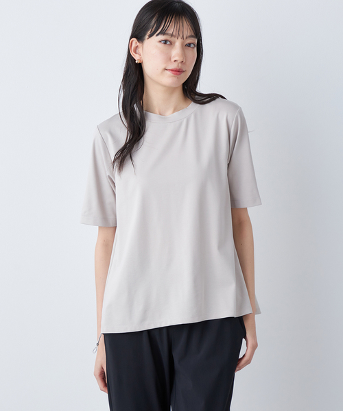 A/C DESIGN BY ALPHA CUBIC(エーシーデザインバイアルファキュービック)の「【接触冷感・UVカット】ドロストTシャツ(Tシャツ/カットソー・レディース・ライトグレー/ブラック・M/L)」の3枚目の写真