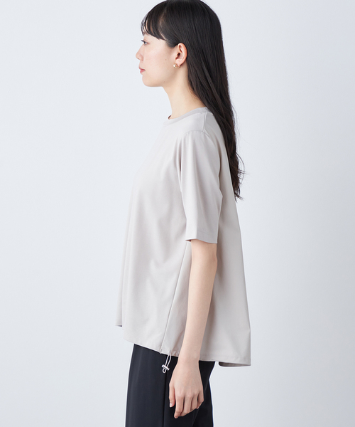 A/C DESIGN BY ALPHA CUBIC(エーシーデザインバイアルファキュービック)の「【接触冷感・UVカット】ドロストTシャツ(Tシャツ/カットソー・レディース・ライトグレー/ブラック・M/L)」の4枚目の写真