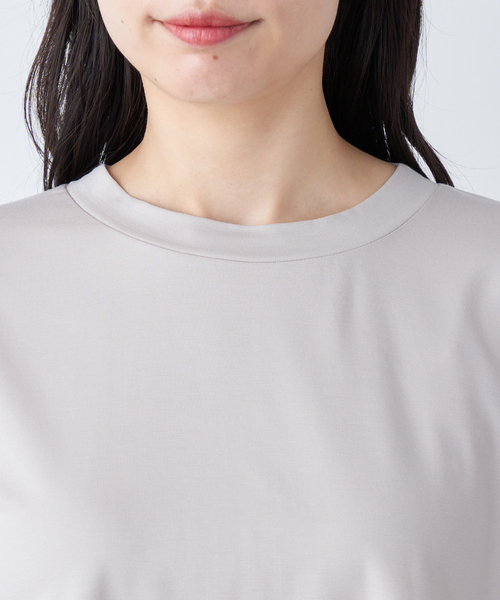 A/C DESIGN BY ALPHA CUBIC(エーシーデザインバイアルファキュービック)の「【接触冷感・UVカット】ドロストTシャツ(Tシャツ/カットソー・レディース・ライトグレー/ブラック・M/L)」の6枚目の写真