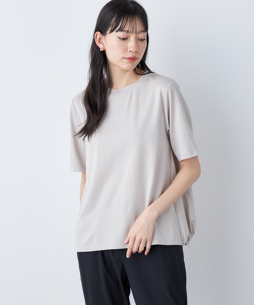 A/C DESIGN BY ALPHA CUBIC(エーシーデザインバイアルファキュービック)の「【接触冷感・UVカット】ドロストTシャツ(Tシャツ/カットソー・レディース・ライトグレー/ブラック・M/L)」の9枚目の写真