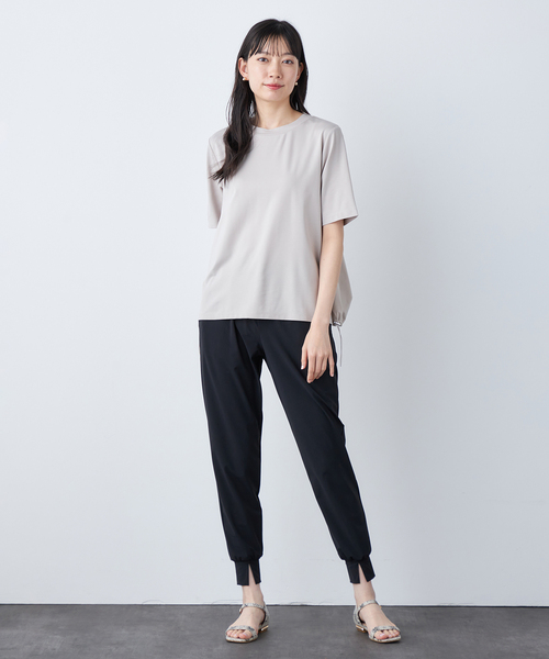 A/C DESIGN BY ALPHA CUBIC(エーシーデザインバイアルファキュービック)の「【接触冷感・UVカット】ドロストTシャツ(Tシャツ/カットソー・レディース・ライトグレー/ブラック・M/L)」の12枚目の写真