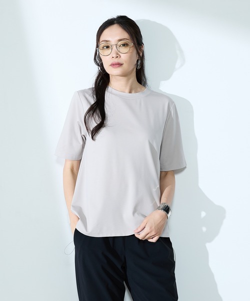 A/C DESIGN BY ALPHA CUBIC(エーシーデザインバイアルファキュービック)の「【接触冷感・UVカット】ドロストTシャツ(Tシャツ/カットソー・レディース・ライトグレー/ブラック・M/L)」の18枚目の写真