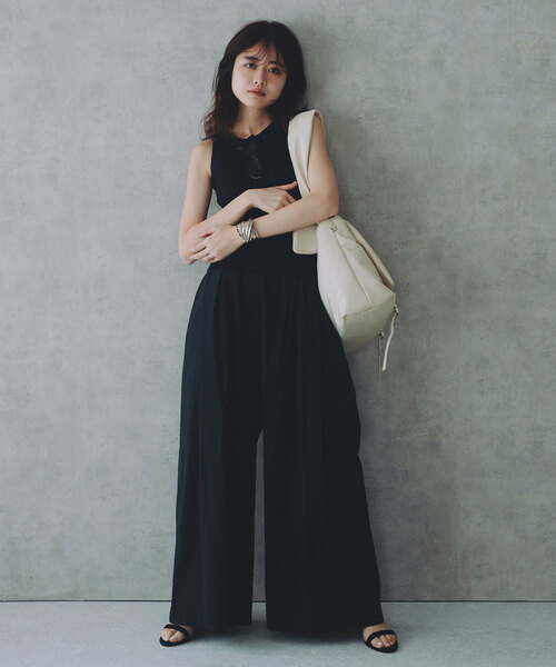 AMI YOSHINARI 黒紺　タンクトップ AMI YOSHINARI リブタンクトップ（タンクトップ）｜SLOBE IENA