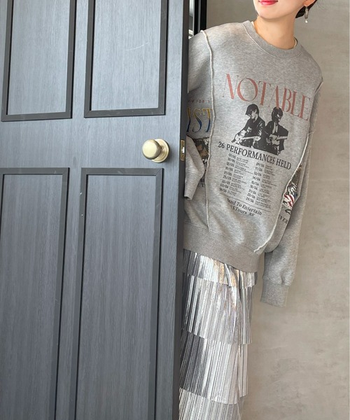 リメイクロックスウェットトップス《洗濯機で洗える》（Tシャツ/カットソー）｜ENIM BY VICKY（エニムバイビッキー）