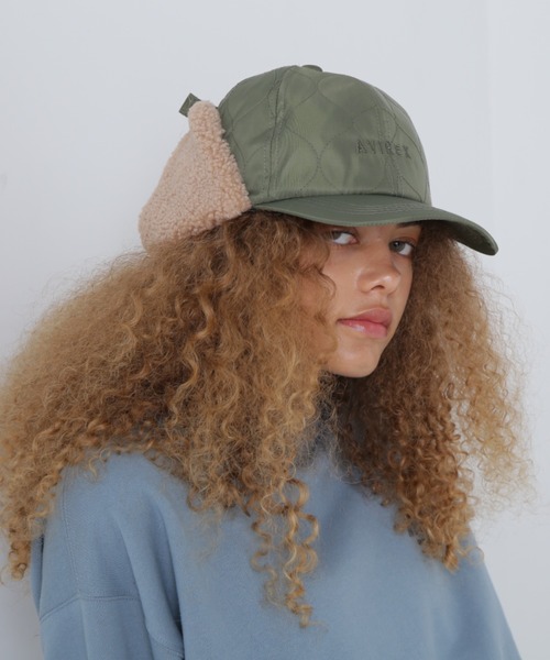 AVIREX（アヴィレックス）の「《直営店限定》BOA QUILTING FLIGHT CAP/ボアキルティン グフライトキャップ（キャップ・レディース・ブラック/オリーブ・F）」の6枚目の写真