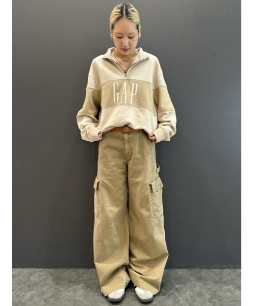 GAP（ギャップ）の「ヴィンテージソフト Gapロゴ オーバーサイズ ハーフジッププルオーバー(ユニセックス)（スウェット・メンズ・ブラック/ネイビー/ベージュ・S/M/XL/XS/L）」の20枚目の写真