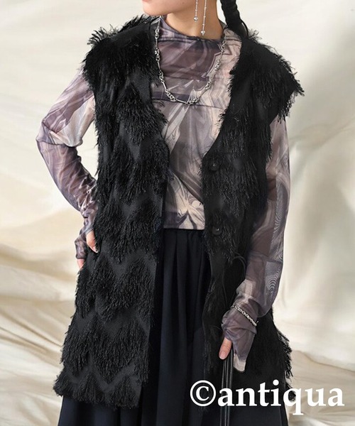antiqua(アンティカ)の「フリンジベスト(ベスト・レディース・ブラック・ONESIZE)」の5枚目の写真