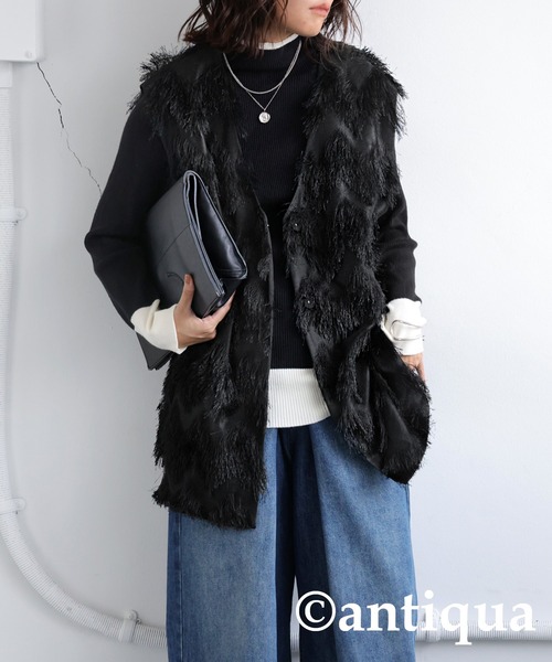 antiqua(アンティカ)の「フリンジベスト(ベスト・レディース・ブラック・ONESIZE)」の8枚目の写真
