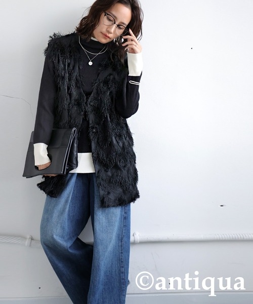 antiqua(アンティカ)の「フリンジベスト(ベスト・レディース・ブラック・ONESIZE)」の9枚目の写真