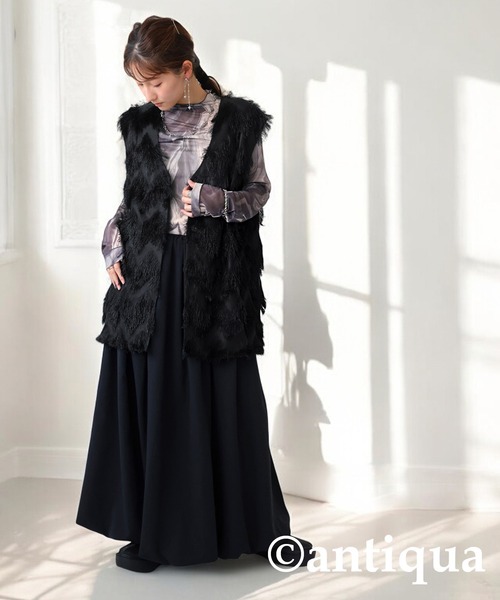antiqua(アンティカ)の「フリンジベスト(ベスト・レディース・ブラック・ONESIZE)」の6枚目の写真