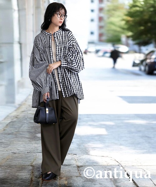 antiqua(アンティカ)の「チェック柄ボリュームシャツ(シャツ/ブラウス・レディース・ブラック・ONESIZE)」の11枚目の写真