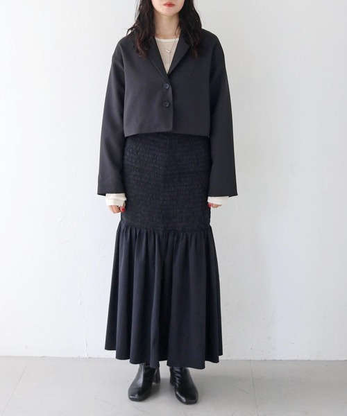 CLEIO(クレイオ)の「【CLEIO】クロップドテーラードジャケット/CROPPED TAILORED JACKET/922-12610(テーラードジャケット・レディース・ブラック/ライトベージュ/ライトオリーブ・FREE)」の15枚目の写真