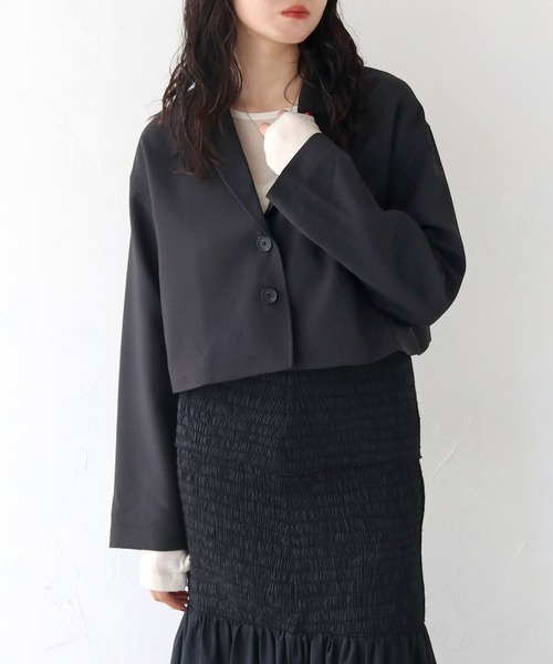 CLEIO(クレイオ)の「【CLEIO】クロップドテーラードジャケット/CROPPED TAILORED JACKET/922-12610(テーラードジャケット・レディース・ブラック/ライトベージュ/ライトオリーブ・FREE)」の13枚目の写真
