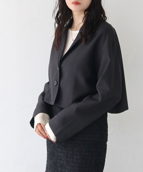 CLEIO(クレイオ)の「【CLEIO】クロップドテーラードジャケット/CROPPED TAILORED JACKET/922-12610(テーラードジャケット・レディース・ブラック/ライトベージュ/ライトオリーブ・FREE)」の14枚目の写真