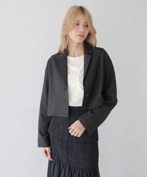 CLEIO(クレイオ)の「【CLEIO】クロップドテーラードジャケット/CROPPED TAILORED JACKET/922-12610(テーラードジャケット・レディース・ブラック/ライトベージュ/ライトオリーブ・FREE)」の18枚目の写真