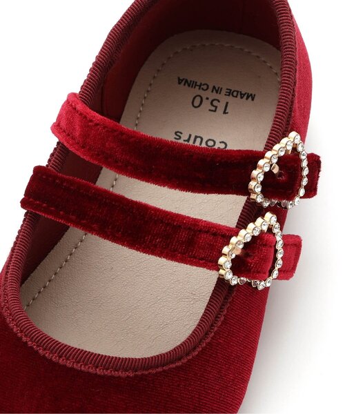 ハートビジュー付きフラットシューズ ハート型ビジュー付き黒フラットシューズ 23cm 新品