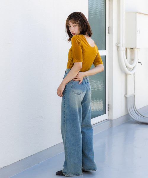 SENSE OF PLACE by URBAN RESEARCH(センスオブプレイスバイアーバンリサーチ)の「ロングレッグデニム(デニムパンツ・レディース・ライトインディゴブルー/ブラック・MEDIUM/SMALL)」の6枚目の写真