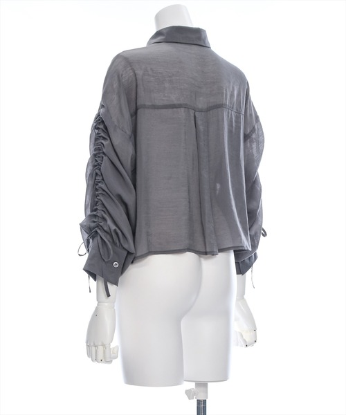 clear（クリア）の「≪再入荷≫袖シャーリングショートシャツ[オフィスカジュアル 着回し抜群 大人]（シャツ/ブラウス・レディース・アイボリー/グレー/チャコールグレー・F）」の12枚目の写真