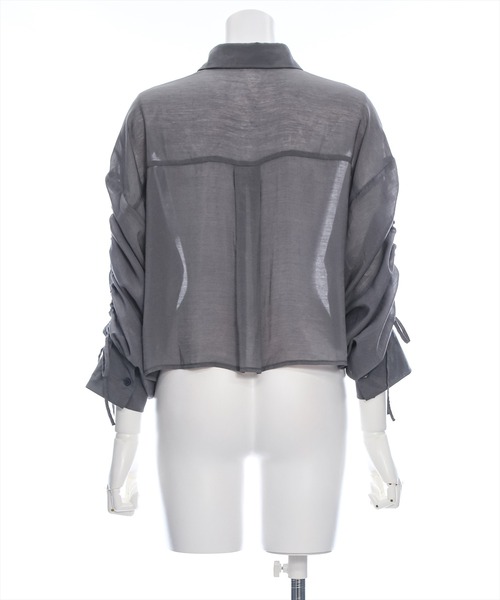 clear（クリア）の「≪再入荷≫袖シャーリングショートシャツ[オフィスカジュアル 着回し抜群 大人]（シャツ/ブラウス・レディース・アイボリー/グレー/チャコールグレー・F）」の13枚目の写真