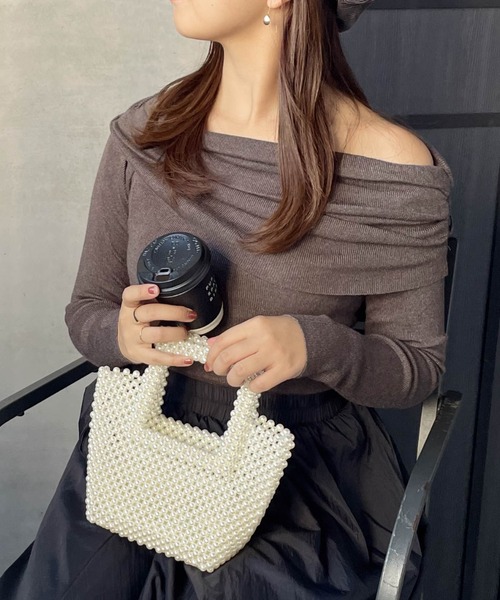 ketty cherie（ケティシェリー）の「オフショルニットトップス≪手洗い可能≫（ニット/セーター・レディース・ブラック/チャコールグレー・M）」の4枚目の写真