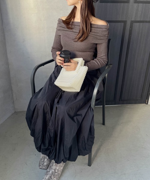 ketty cherie（ケティシェリー）の「オフショルニットトップス≪手洗い可能≫（ニット/セーター・レディース・ブラック/チャコールグレー・M）」の9枚目の写真