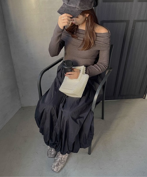 ketty cherie（ケティシェリー）の「オフショルニットトップス≪手洗い可能≫（ニット/セーター・レディース・ブラック/チャコールグレー・M）」の10枚目の写真