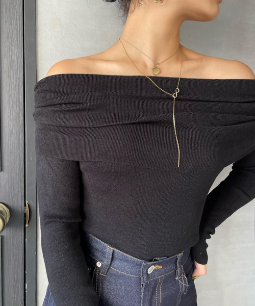 ketty cherie（ケティシェリー）の「オフショルニットトップス≪手洗い可能≫（ニット/セーター・レディース・ブラック/チャコールグレー・M）」の11枚目の写真