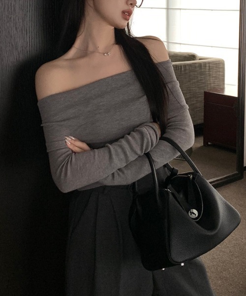 ketty cherie（ケティシェリー）の「オフショルニットトップス≪手洗い可能≫（ニット/セーター・レディース・ブラック/チャコールグレー・M）」の13枚目の写真