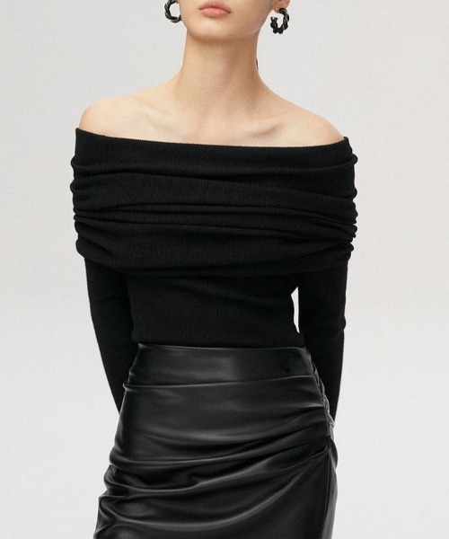 ketty cherie（ケティシェリー）の「オフショルニットトップス≪手洗い可能≫（ニット/セーター・レディース・ブラック/チャコールグレー・M）」の16枚目の写真