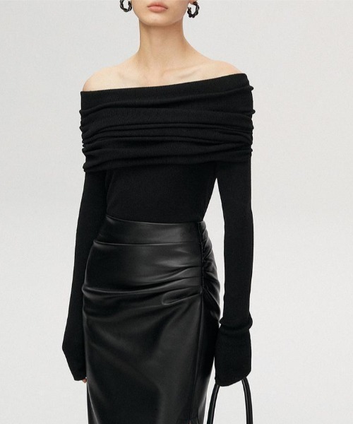 ketty cherie（ケティシェリー）の「オフショルニットトップス≪手洗い可能≫（ニット/セーター・レディース・ブラック/チャコールグレー・M）」の17枚目の写真