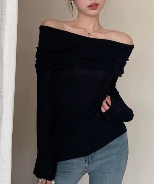 ketty cherie（ケティシェリー）の「オフショルニットトップス≪手洗い可能≫（ニット/セーター・レディース・ブラック/チャコールグレー・M）」の19枚目の写真