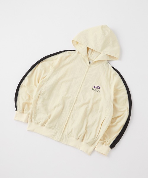 Snap club（スナップクラブ）の「【Snap club】ロゴ刺繍サイドラインナイロンフードトラックブルゾン（ブルゾン・レディース・ネイビー/ブラック/アイボリー/グレー・M/L）」の12枚目の写真