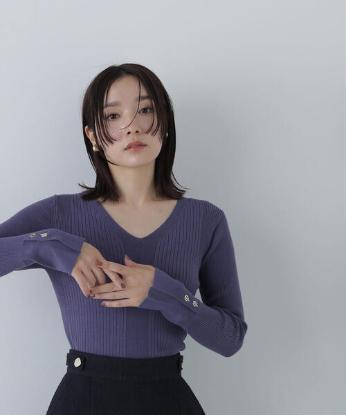【セール】◇ハトメカフスリブニット（ニット/セーター）｜NATURAL BEAUTY BASIC（ナチュラルビューティーベーシック） 6,742円