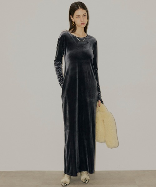 春夏新作モデル velours Uneck 2way long 2wayUネックベロアロング / dress ワンピース