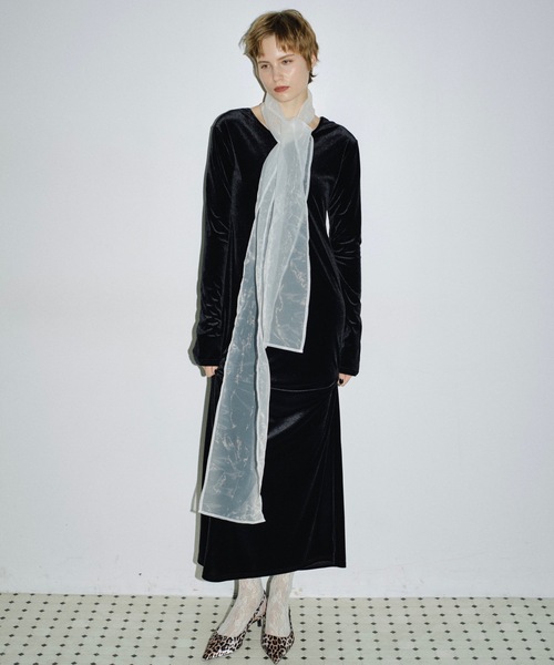 2way Uneck velours long dress / 2wayUネックベロアロングドレス