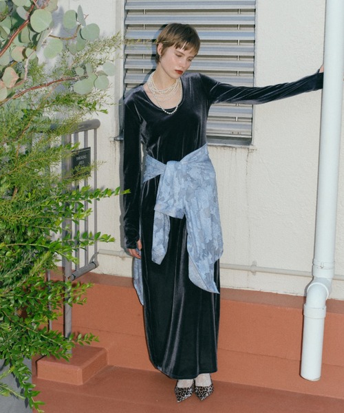 お値下げ中【yae】2way Uneck velours long dress 2way Uneck velours long dress / 2wayUネックベロアロングドレス