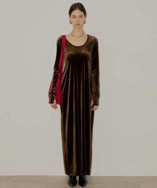 yae（ヤエ）の「2way Uneck velours long dress / 2wayUネック