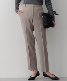 【洗える】ウールライクカルゼ テーパードパンツ