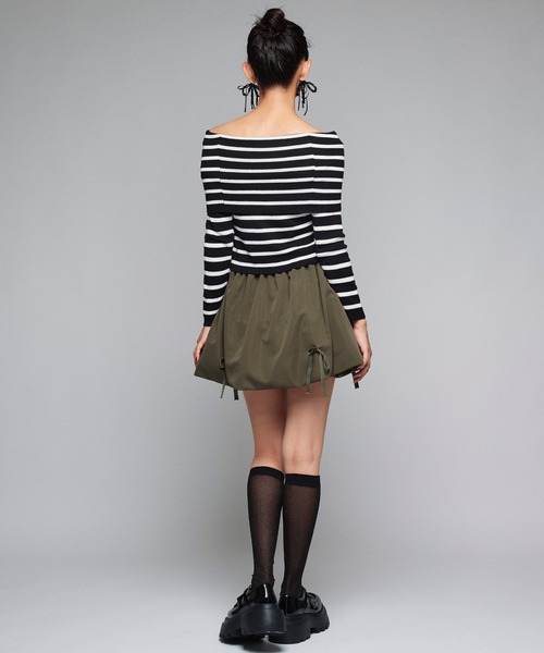 Narcissus（ナルシス）の「【Narcissus】ボーダーオフショルトップス（Tシャツ/カットソー・レディース・ホワイト/ブラック・FREE）」の8枚目の写真