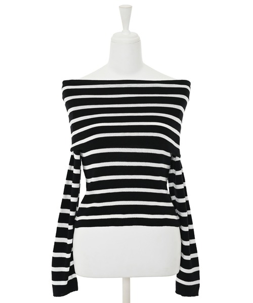 Narcissus（ナルシス）の「【Narcissus】ボーダーオフショルトップス（Tシャツ/カットソー・レディース・ホワイト/ブラック・FREE）」の12枚目の写真