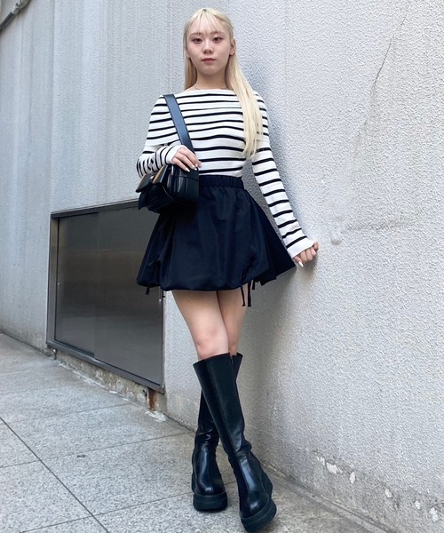 Narcissus（ナルシス）の「【Narcissus】ボーダーオフショルトップス（Tシャツ/カットソー・レディース・ホワイト/ブラック・FREE）」の17枚目の写真