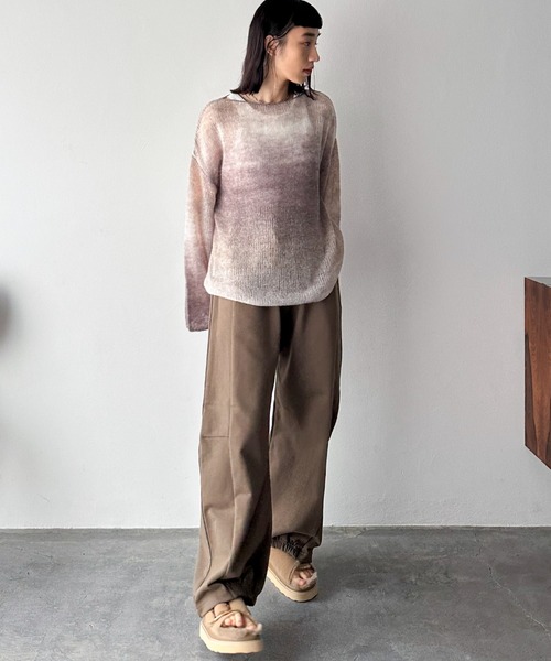 Doux archives（ドゥアルシーヴ）の「カーブスウェットパンツ（スウェットパンツ・レディース・グレー/ブラウン/ネイビー・38）」の6枚目の写真