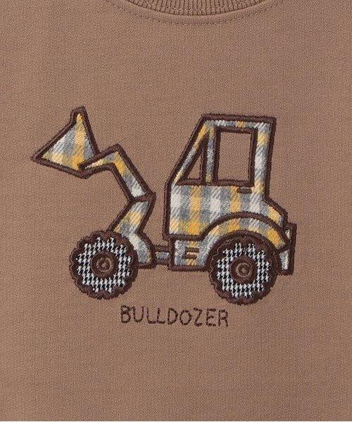 Love&Peace&Money（ラブアンドピースアンドマネー）の「【人気商品再入荷】【直営店で取り扱い無し】働く車アップリケトレーナー（スウェット・キッズ・モカ/グリーン・80ｃｍ/90cm/100cm/110cm/120cm/130cm）」の5枚目の写真