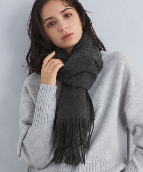 green label relaxing（グリーンレーベルリラクシング）の「ウールムジ ストール / マフラー（マフラー・レディース・ライトグレー/ダークグレー/ライトピンク/ライトブルー/オフホワイト・FREE）」の7枚目の写真