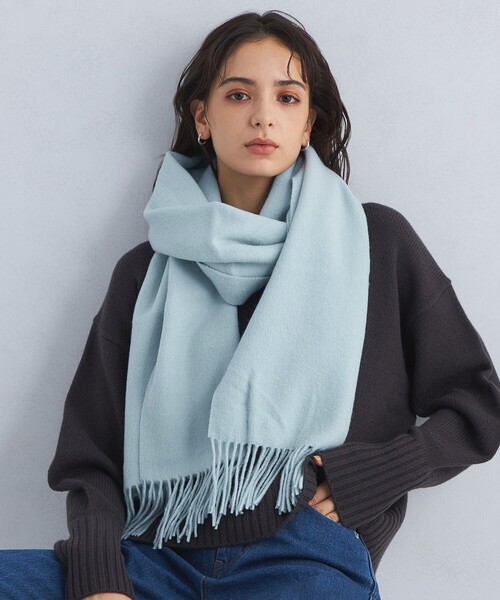 green label relaxing（グリーンレーベルリラクシング）の「ウールムジ ストール / マフラー（マフラー・レディース・ライトグレー/ダークグレー/ライトピンク/ライトブルー/オフホワイト・FREE）」の8枚目の写真