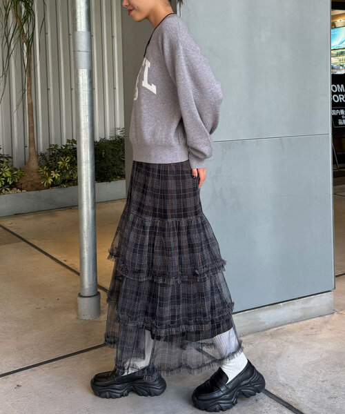 CIAOPANIC(チャオパニック)の「カレッジロゴスウェットライクニットプルオーバー(ニット/セーター・レディース・ネイビー/グレー/レッド/アイボリー・ONE SIZE)」の17枚目の写真