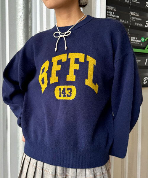 CIAOPANIC(チャオパニック)の「カレッジロゴスウェットライクニットプルオーバー(ニット/セーター・レディース・ネイビー/グレー/レッド/アイボリー・ONE SIZE)」の21枚目の写真