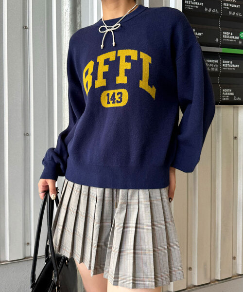 CIAOPANIC(チャオパニック)の「カレッジロゴスウェットライクニットプルオーバー(ニット/セーター・レディース・ネイビー/グレー/レッド/アイボリー・ONE SIZE)」の22枚目の写真